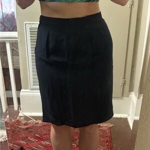 Valentino Black Knee-Length Pleated Pencil Skirt